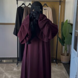 Flower sleeve abaya (burgundy)